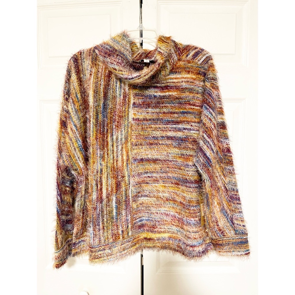 Tru Luxe Jeans Multicolor Eyelash Cowl Neck Sweater NWT